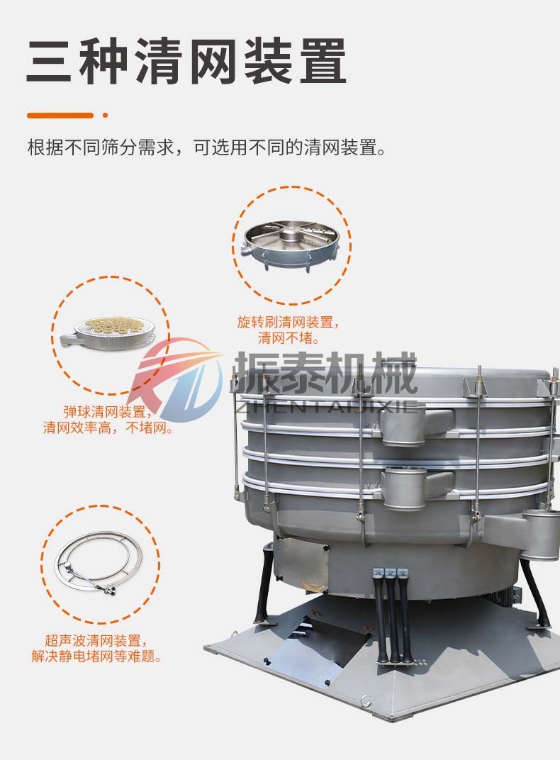 氨基酸圓形搖擺篩的清網(wǎng)方式